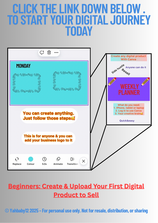 Canva for Beginners: Create & Upload Your First Digital Product to Sell