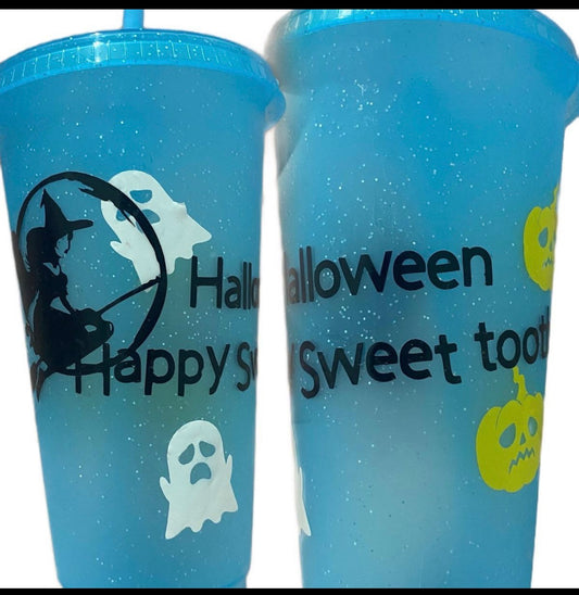 24 oz Halloween Sweet Tooth Blue Cold cup